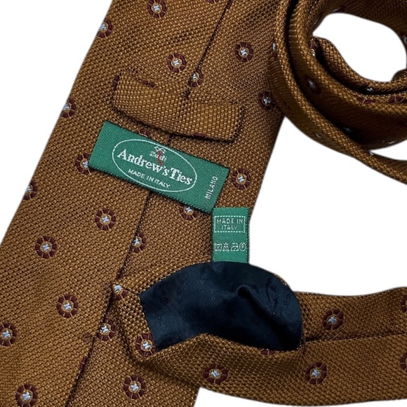 ZADI ANDREWS Brown Geometric Silk LUXURY Tie ITALY - Picture 3 of 5